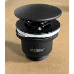 Донний клапан для раковини універсальний (з/без переливу) Koer PW-01-05 автоматичний (Click-Clack) (Колір чорний) 1 1/4'' (KR3403)