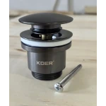 Донний клапан для раковини універсальний (з/без переливу) Koer PW-01-07 автоматичний (Click-Clack) (Колір графітовий) 1 1/4'' (KR3404)
