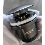 Донний клапан для раковини універсальний (з/без переливу) Koer PW-01-07 автоматичний (Click-Clack) (Колір графітовий) 1 1/4'' (KR3404)