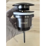 Донний клапан для раковини універсальний (з/без переливу) Koer PW-01-07 автоматичний (Click-Clack) (Колір графітовий) 1 1/4'' (KR3404)