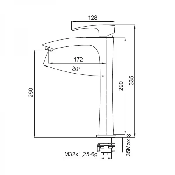 Смеситель для умывальника Koer KB-11007-05 высокий (Цвет черный) (KR3441)