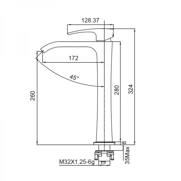 Смеситель для умывальника Koer KB-13007-05 высокий (Цвет черный) (KR3445)