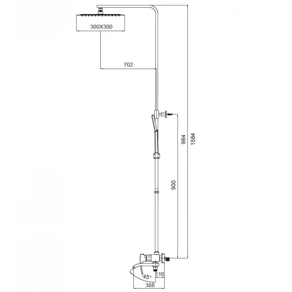 Душевая колонна со смесителем Koer KB-56007-05 (Цвет черный) (KR3461)