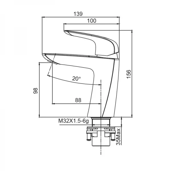 Смеситель для умывальника Koer KB-10008-05 (Цвет черный) (KR3471)