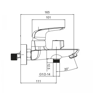 Змішувач для ванни з коротким виливом Koer KB-40008-05 (Колір чорний) (KR3473)