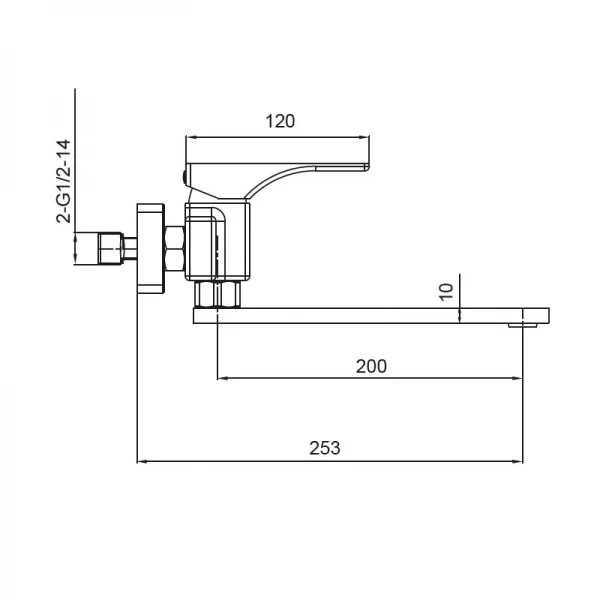 Смеситель для кухни настенный Koer KB-73010-01 (Цвет хром) (KR3490)