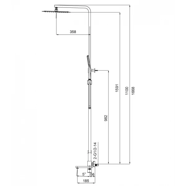 Душевая колонна со смесителем Koer KB-56010-05 (Цвет черный) (KR3495)
