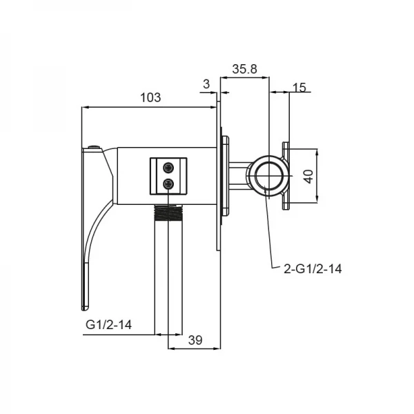 Смеситель для гигиенического душа Koer KB-23010-05 (Цвет черный) (KR3497)