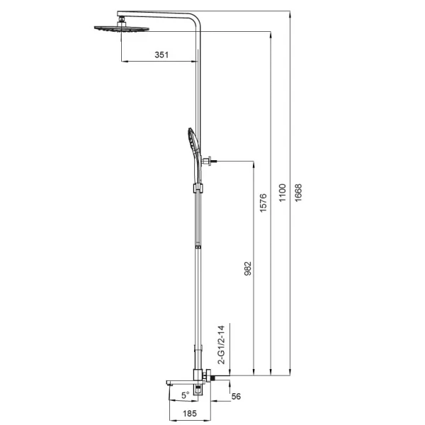 Душевая колонна со смесителем Koer KB-56009-05 (Цвет черный) (KR3507)