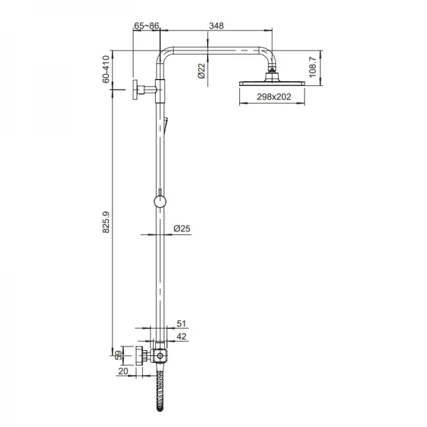Душова колона KOER KB-53011-05 латунна чорна матова з термостатом (KR4723)