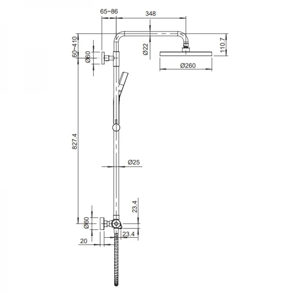 Душевая колонна с термостатическим смесителем Koer KB-55013-05 (Цвет черный) (KR4731)