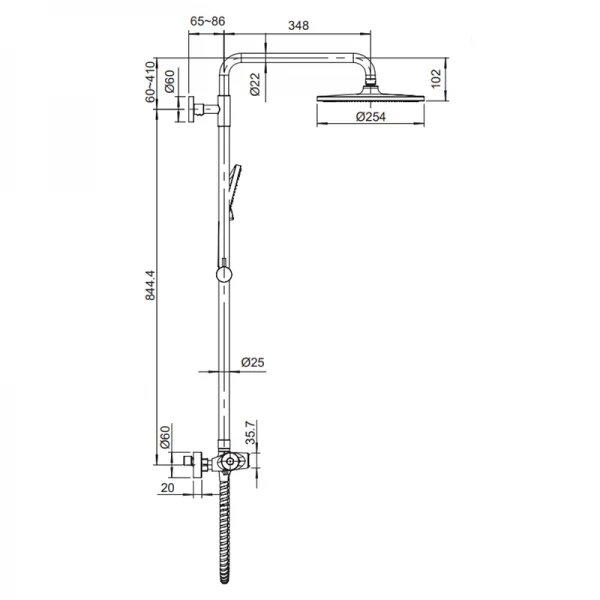 Душова колона Koer KB-55014-05 латунна чорна матова з термостатом (KR4733)