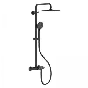 Душова колона Koer KB-55014-05 латунна чорна матова з термостатом (KR4733)