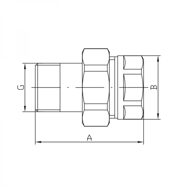 Сгон американка прямой, без никеля Koer KR.341.WN - 1/2" (KR4736)