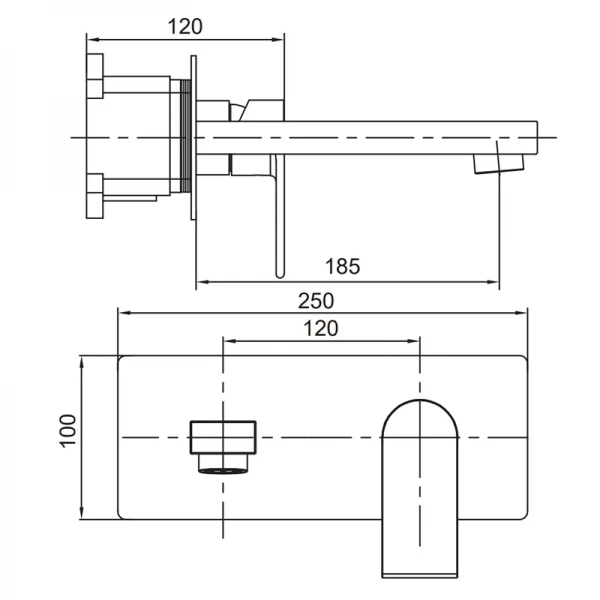 Смеситель для умывальника Koer KI-16015-02 встраиваемый (из нерж. стали) (Цвет нерж) (KR4783)