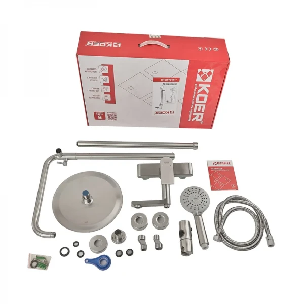 Душова колона Koer KI-56015-02 з нержавіючої сталі зі змішувачем (KR4784)