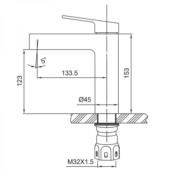 Смеситель для умывальника Koer KI-10016-02 (из нерж. стали) (Цвет нерж) (KR4789)