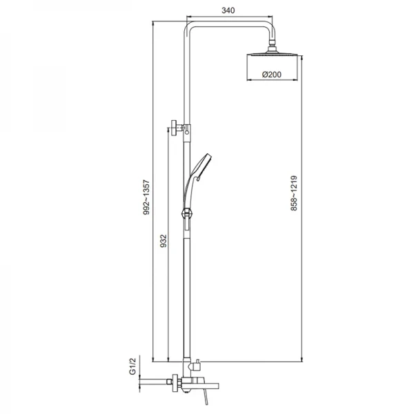 Душевая колонна со смесителем Koer KI-56016-02 (из нерж. стали) (Цвет нерж) (KR4791)