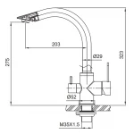 Смеситель для кухни с выходом для питьевой воды Koer KI-72019-02 (из нерж. стали) (KR4796)