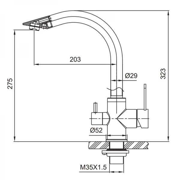 Смеситель для кухни с выходом для питьевой воды Koer KI-72019-02 (из нерж. стали) (KR4796)