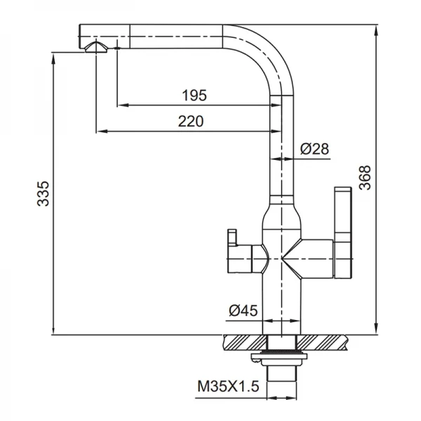 Смеситель для кухни с выходом для питьевой воды Koer KI-72020-02 (из нерж. стали) (KR4797)