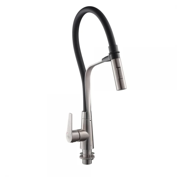 Кухонний змішувач з чорним силіконовим виливом Koer KI-70022-02 (з нерж. сталі) (KR4799)