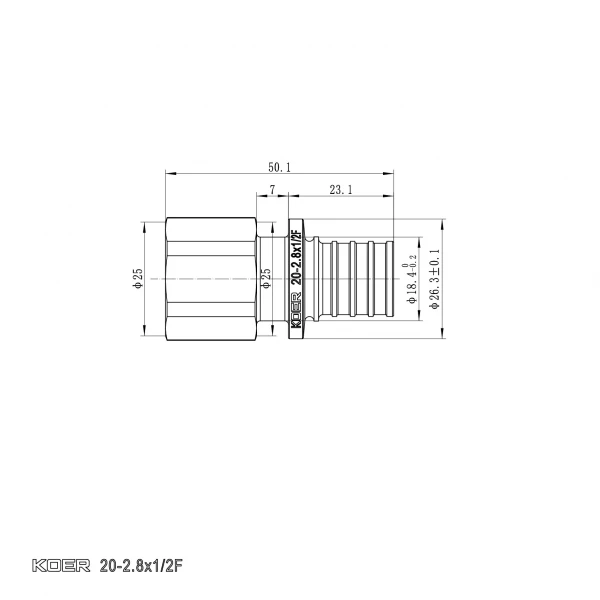 Перехідник з ВР Koer KA.A06F-20 - 20(2.8mm) x 1/2