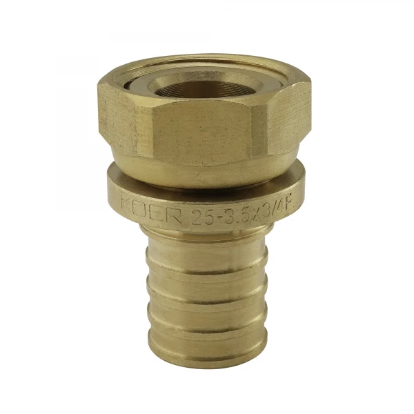 Переходник с накидной гайкой под плоское уплотнение Koer KA.A08F-25S - 25(3.5mm) x 3/4"F (KR4868)