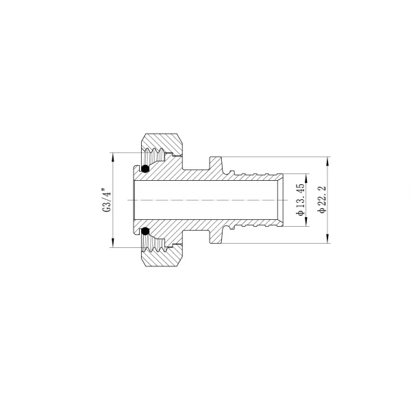Переходник под евроконус с накидной гайкой Koer KA.A08F-16E - 16(2.2mm) x 3/4"F (KR4869)