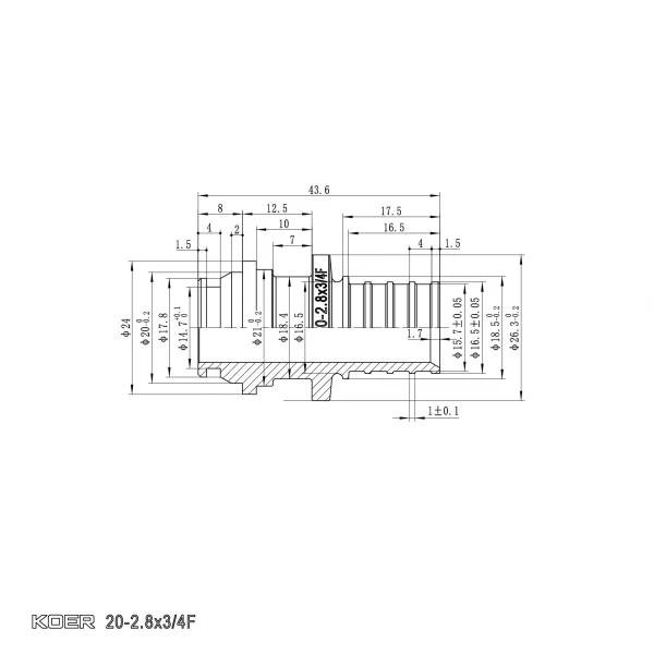 Перехідник під євроконус з накидною гайкою Koer KA.A08F-20E - 20(2.8mm) x 3/4