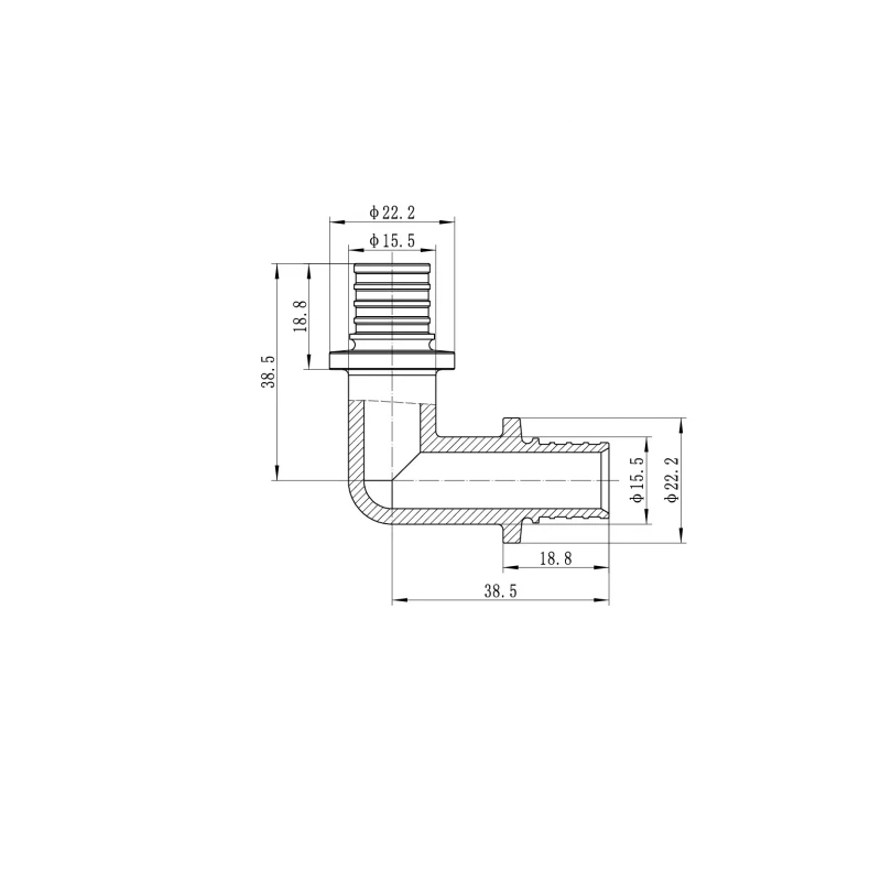 Кутник рівнопрохідний 90 Koer KA.L16 - 16(2.2mm) x 16(2.2mm) (KR4871)