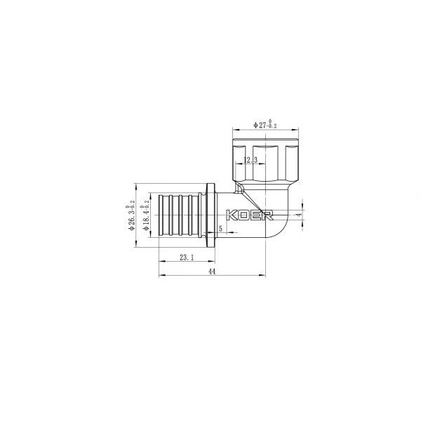 Кутник перехідний з ВР Koer KA.L06F-20 - 20(2.8mm) x 1/2