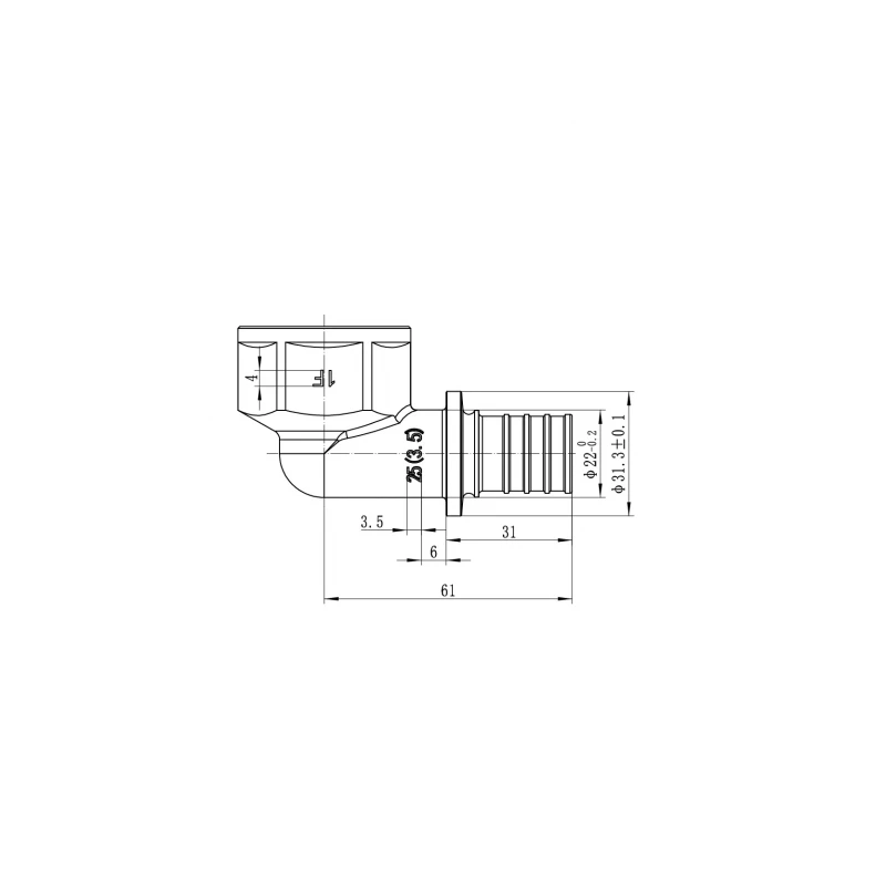 Кутник перехідний з ВР Koer KA.L10F-25 - 25(3.5mm) x 1"F (KR4879)