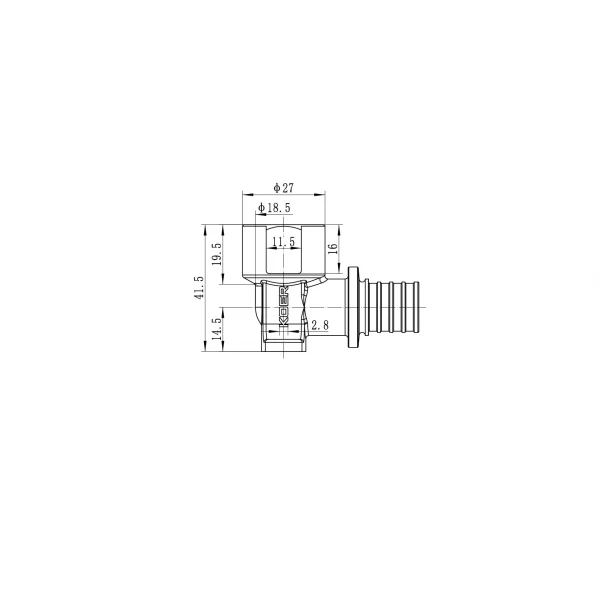 Кутник перехідний настінний з ВР Koer KA.LW06F-20 - 20(2.8mm) x 1/2