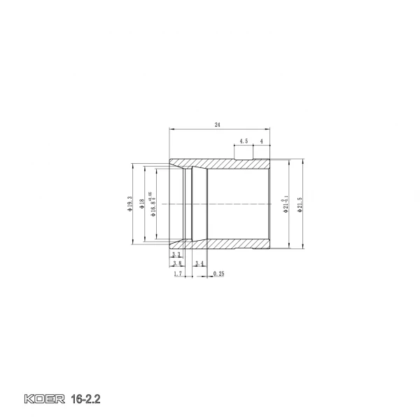 Гильза монтажная надвижная Koer KA.S16 - 16-2.2mm (KR4899)