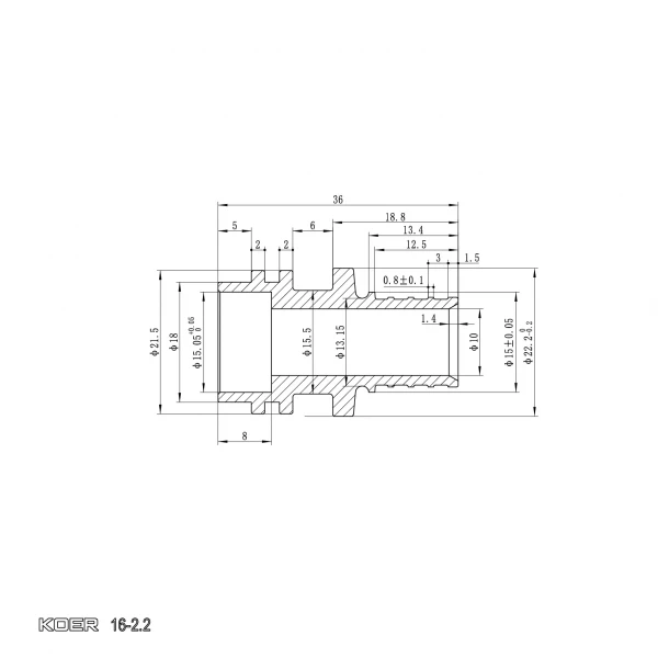Трубка Г-образная для подсоединения радиатора Koer KA.D16-500 - 16(2.2mm) x 15-500mm (KR4904)