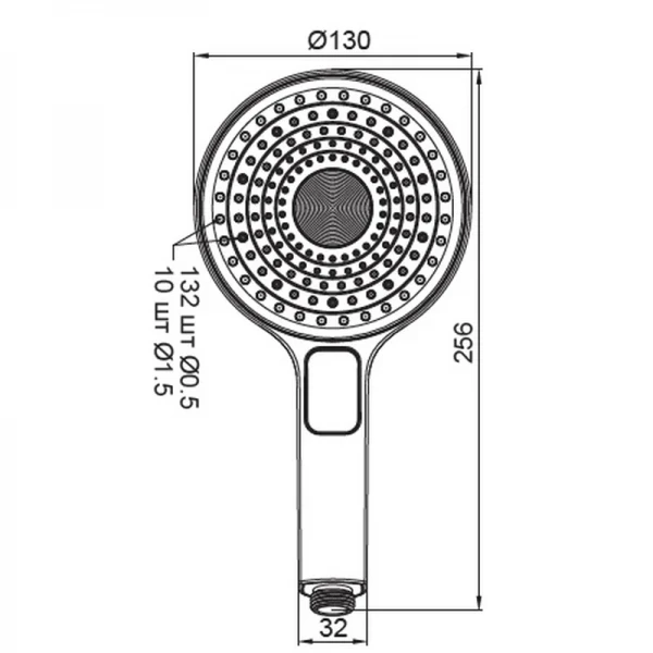 Лійка для душу KOER KP-0403-05 чорна матова з ABS-пластику на 3 режими (KR4993)
