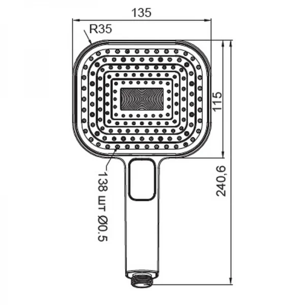 Лейка для душа Koer KP-0404-01 (3 функции) (KR4999)