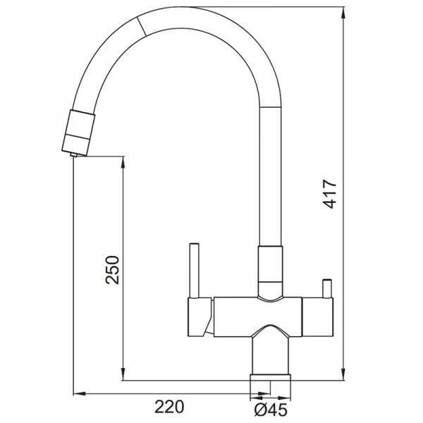 Смеситель для кухни Koer KB-72002-07 с выходом для питьевой воды (KR5003)