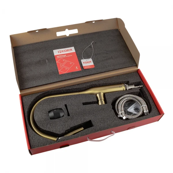 Смеситель для кухни Koer KI-70004-12 с выдвижным изливом (нерж. сталь) (KR5004)