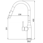Смеситель для кухни Koer KI-70004-12 с выдвижным изливом (нерж. сталь) (KR5004)