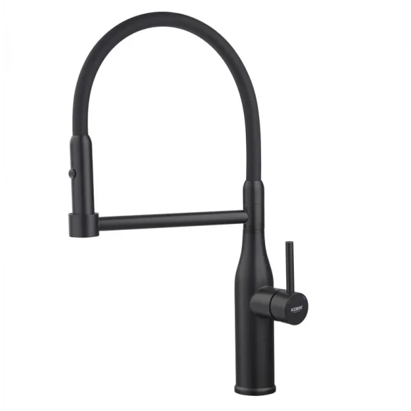 Смеситель для кухни Koer KI-70005-05 с черным силиконовым изливом (нерж. сталь) (KR5005)