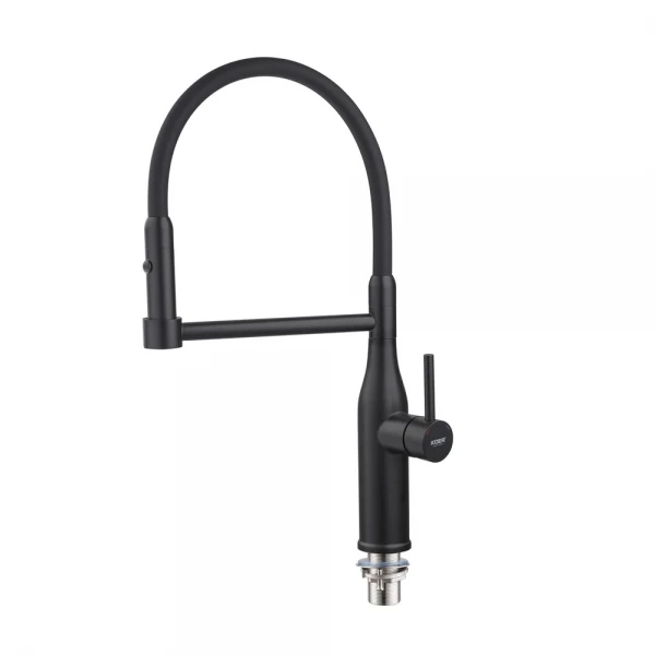 Смеситель для кухни Koer KI-70005-05 с черным силиконовым изливом (нерж. сталь) (KR5005)