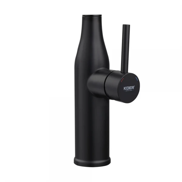 Смеситель для кухни Koer KI-70005-05 с черным силиконовым изливом (нерж. сталь) (KR5005)