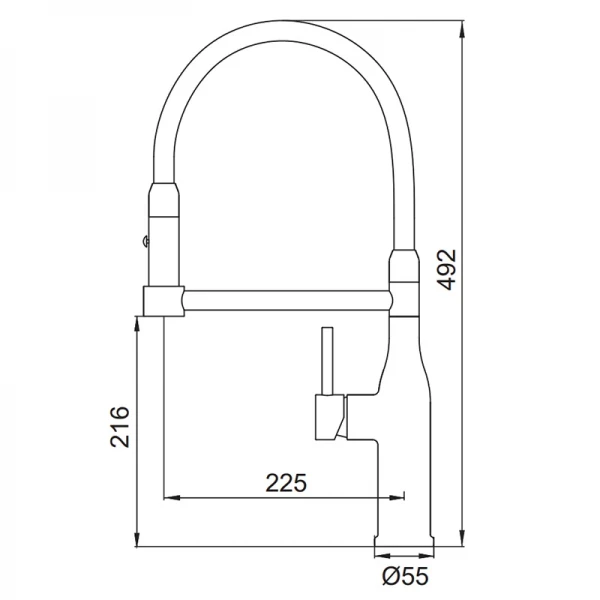 Смеситель для кухни Koer KI-70005-05 с черным силиконовым изливом (нерж. сталь) (KR5005)