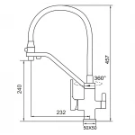 Смеситель для кухни Koer KB-72009-01 с выходом для питьевой воды (KR5006)