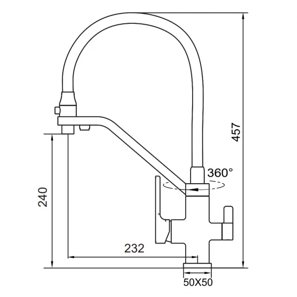 Смеситель для кухни Koer KB-72009-01 с выходом для питьевой воды (KR5006)