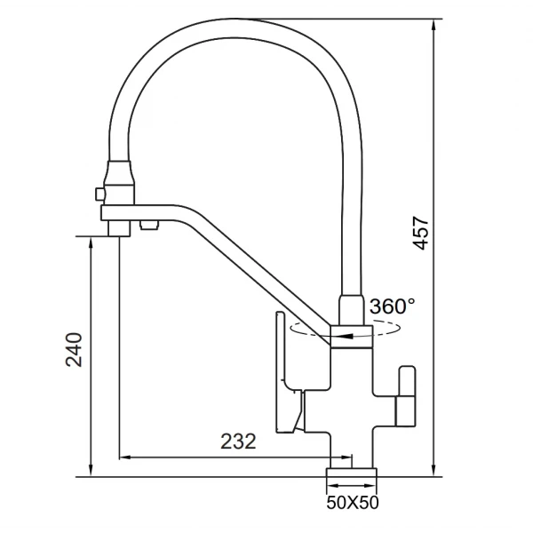 Смеситель для кухни Koer KB-72009-05 с выходом для питьевой воды (KR5007)