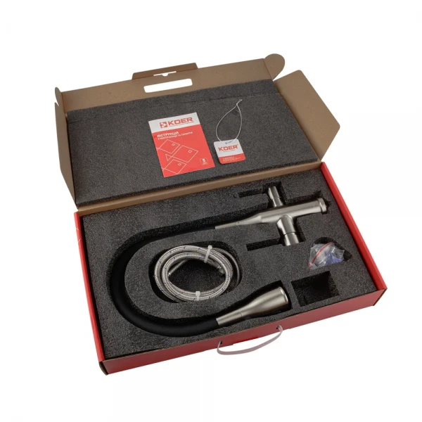 Смеситель для кухни Koer KI-72024-02 с выходом для питьевой воды (нерж. сталь) (KR5011)