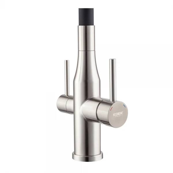 Смеситель для кухни Koer KI-72024-02 с выходом для питьевой воды (нерж. сталь) (KR5011)